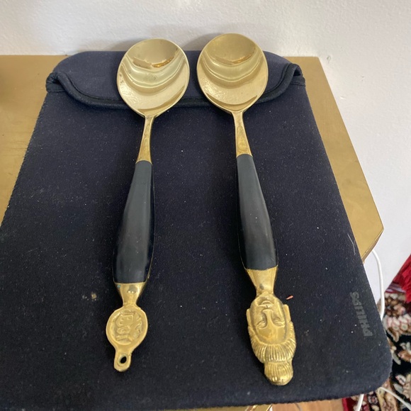 Vintage brass serving utensils spoons